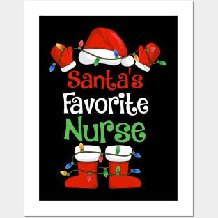 Santa's Favorite Nurse Funny Christmas Pajamas Posters and Art